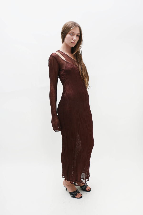 Priscavera Double Layer Maxi Dress - Bronze