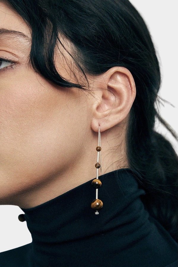 Maslo Jewelry Idole Earrings - Tigers Eye