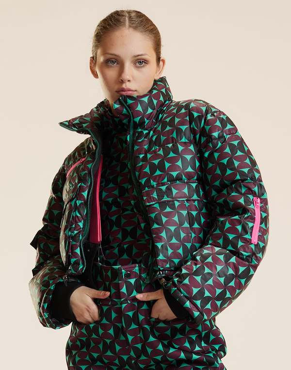 Cynthia Rowley Art Nouveau Puffer Jacket - Burgundy