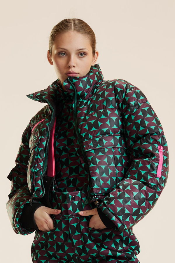 Cynthia Rowley Art Nouveau Puffer Jacket - Burgundy