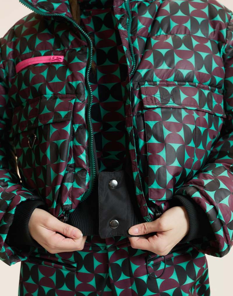 Cynthia Rowley Art Nouveau Puffer Jacket - Burgundy