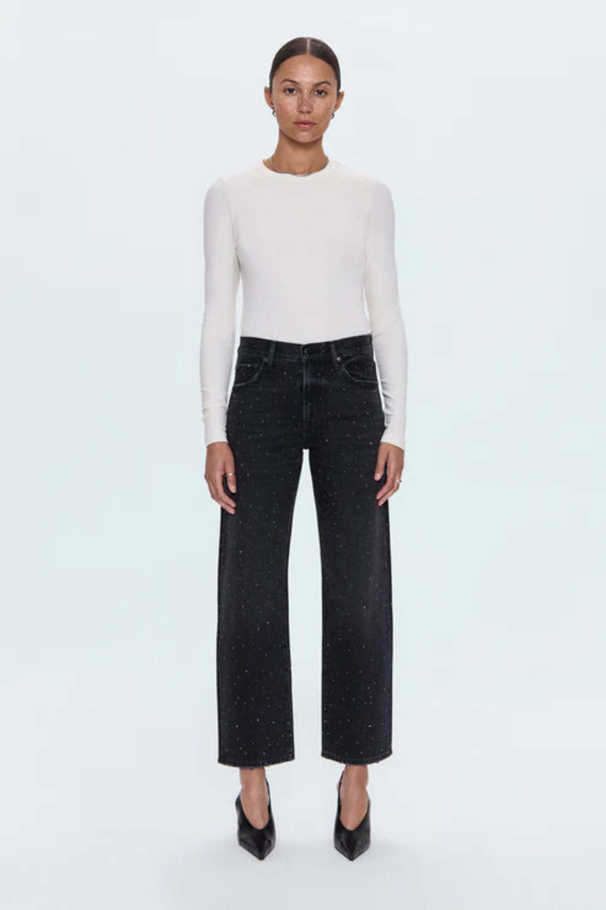 Pistola Lexi Mid Rise Bowed Straight Jeans - Image 1 of 7