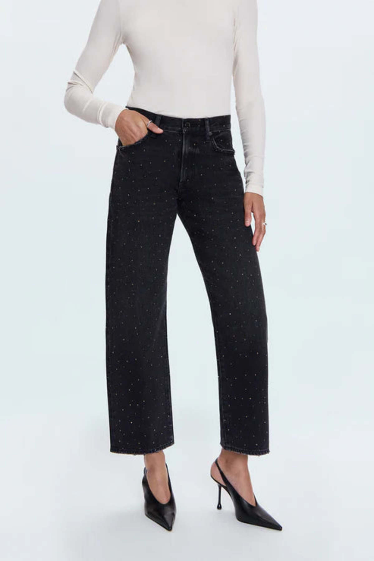 Pistola Lexi Mid Rise Bowed Straight Jeans - Image 4 of 7