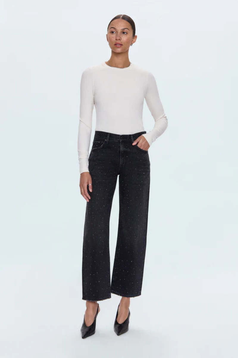 Pistola Lexi Mid Rise Bowed Straight Jeans