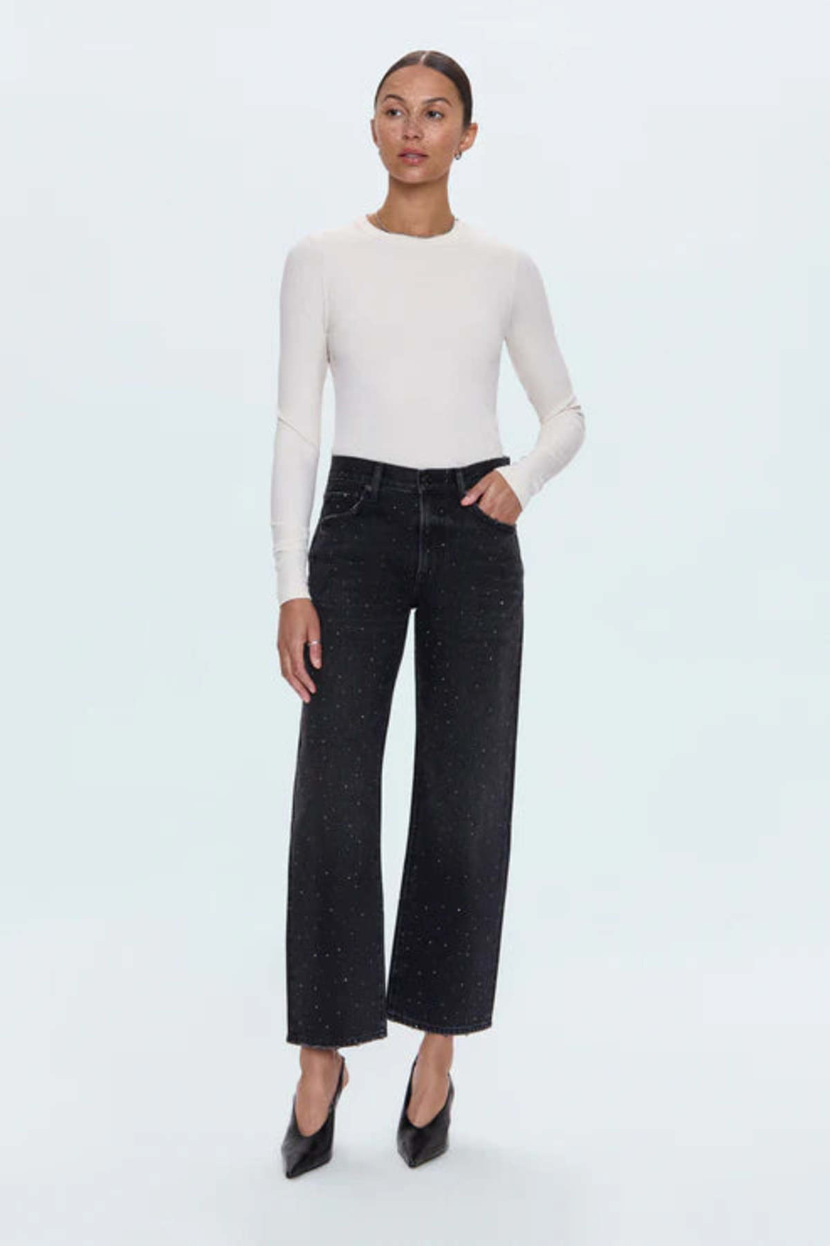 Pistola Lexi Mid Rise Bowed Straight Jeans - Image 5 of 7