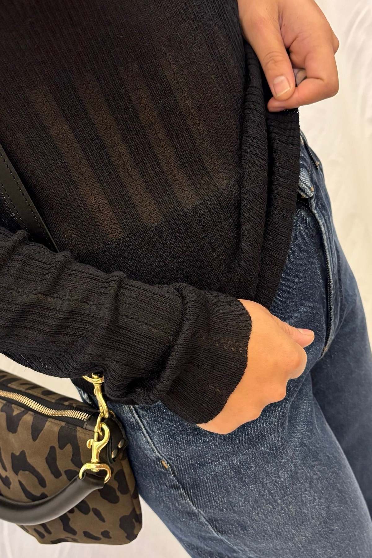 Deiji Studios Open Work Longsleeve Top - Black - Image 3 of 9