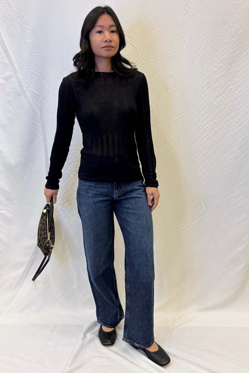 Deiji Studios Open Work Longsleeve Top - Black