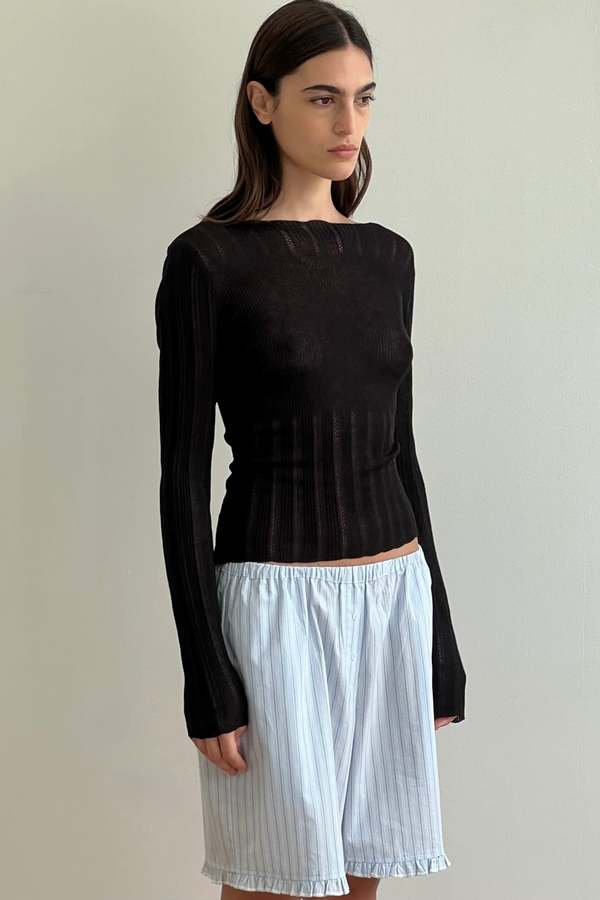 Deiji Studios Open Work Longsleeve Top - Black