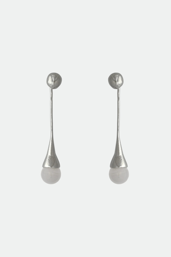 ABOAB Drip Long Earrings - Sterling Silver + Grey Agate