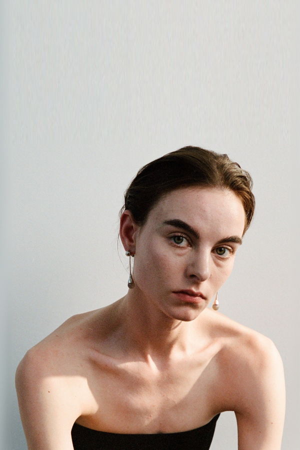 ABOAB Drip Long Earrings - Sterling Silver + Grey Agate