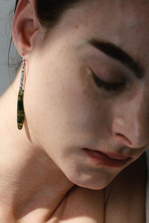 ABOAB Heirloom Earrings - Sterling Silver + Moss Agate