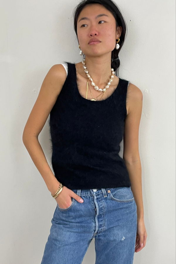 NY + Co Vintage Angora Fuzzy Sleeveless Sweater Tank