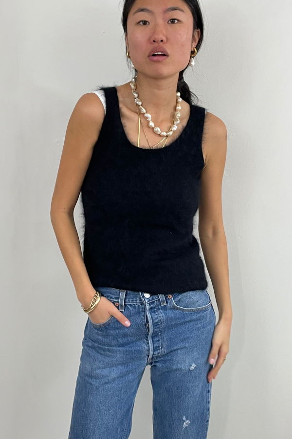 NY + Co Vintage Angora Fuzzy Sleeveless Sweater Tank