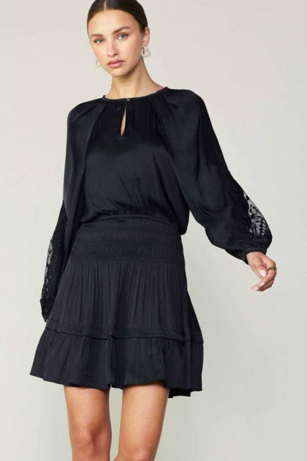 Current Air Lace Sleeve Mini Dress - Black