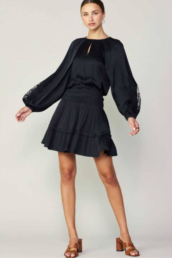 Current Air Lace Sleeve Mini Dress - Black