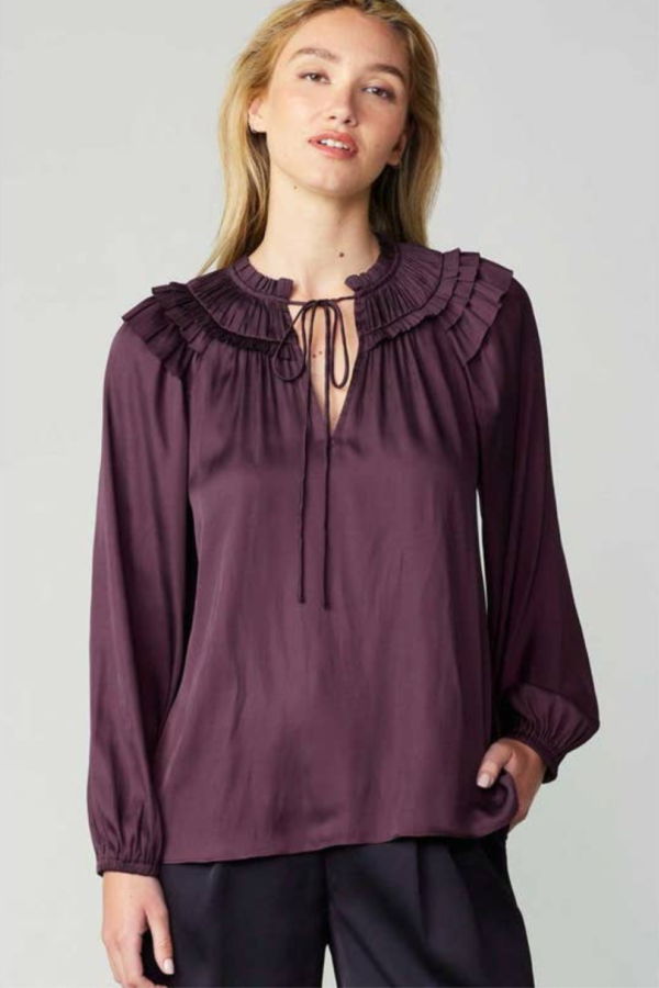 Current Air Shoulder Ruffle Top