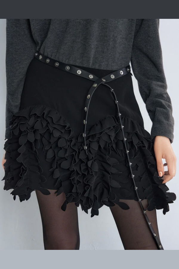 TIME Button Detail Belt - Black