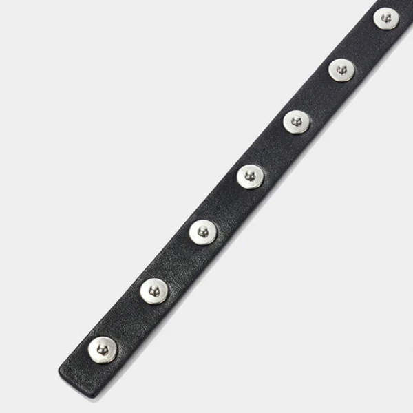 TIME Button Detail Belt - Black