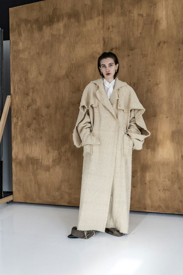 K M by L A N G E Kozhukh Deconstructed Wild Silk Oversize Coat