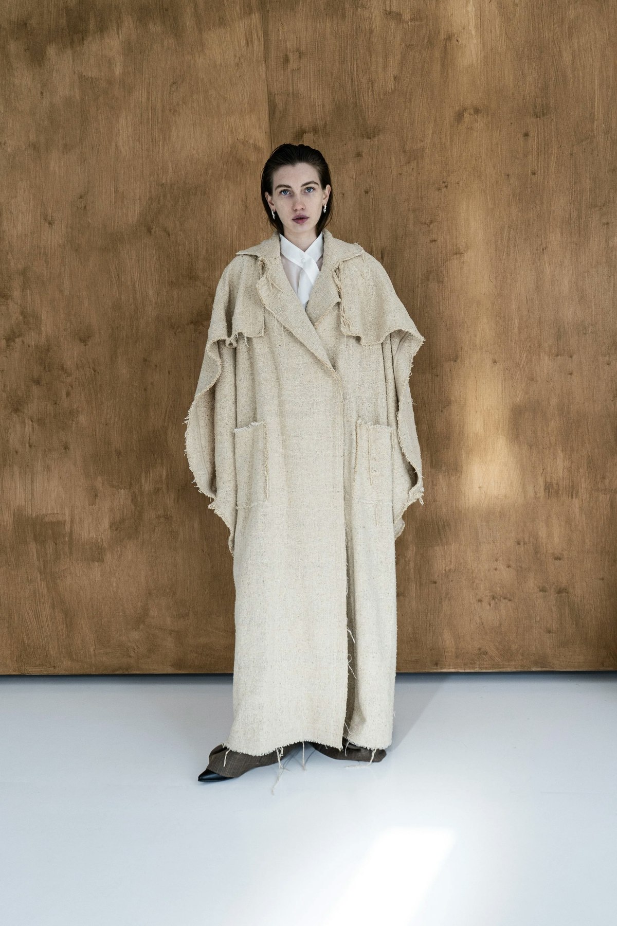 K M by L A N G E Kozhukh Deconstructed Wild Silk Oversize Coat - Image 3 of 13