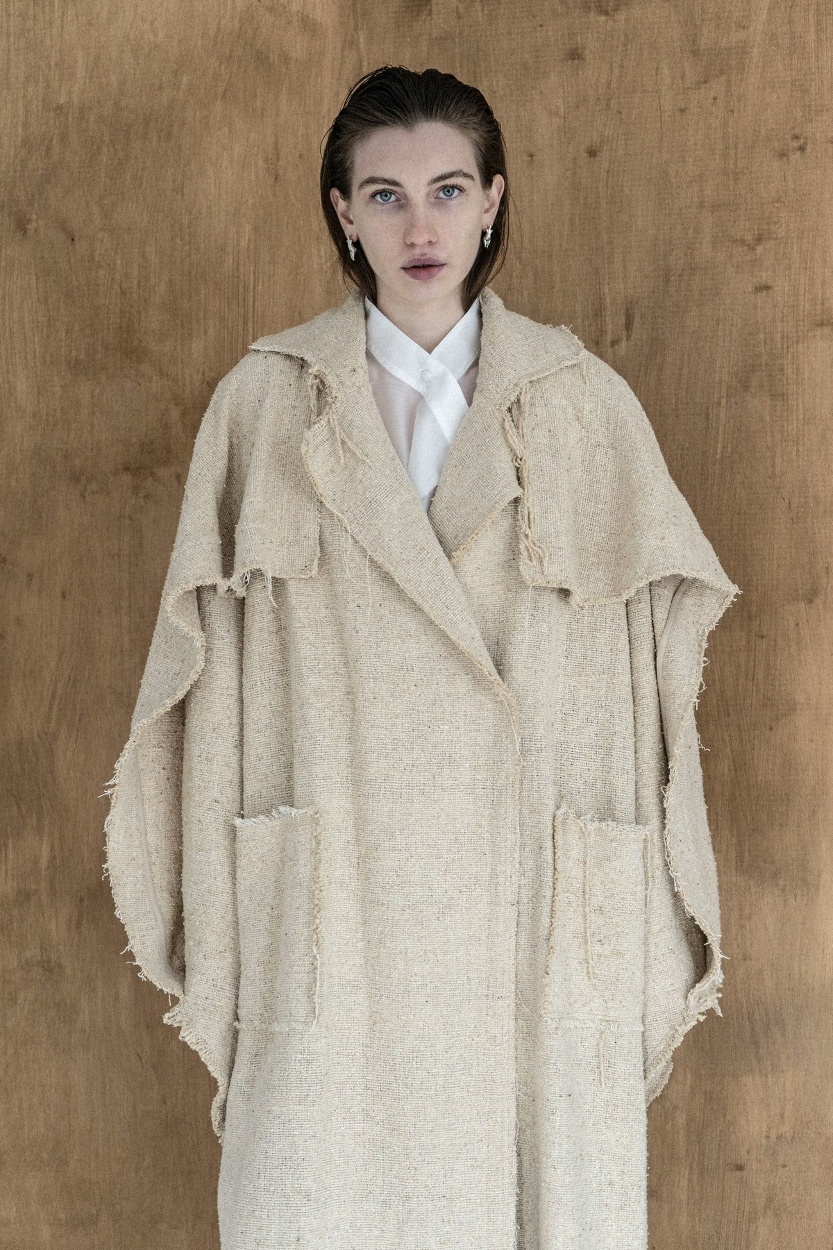 K M by L A N G E Kozhukh Deconstructed Wild Silk Oversize Coat - Image 4 of 13