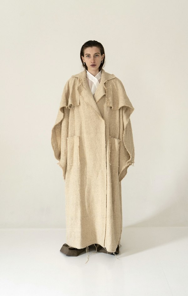 K M by L A N G E Kozhukh Deconstructed Wild Silk Oversize Coat