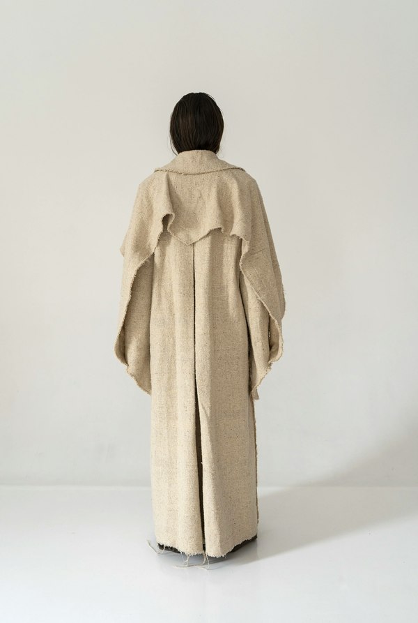 K M by L A N G E Kozhukh Deconstructed Wild Silk Oversize Coat