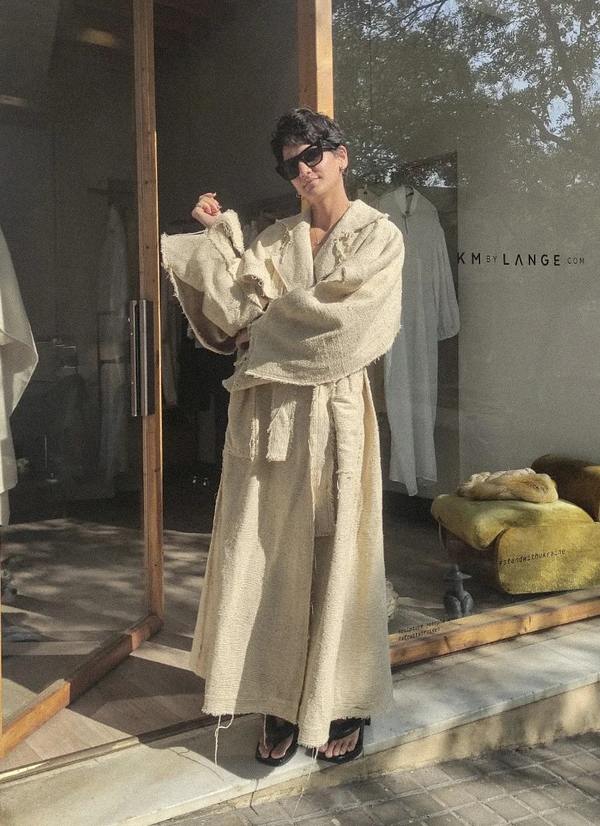 K M by L A N G E Kozhukh Deconstructed Wild Silk Oversize Coat