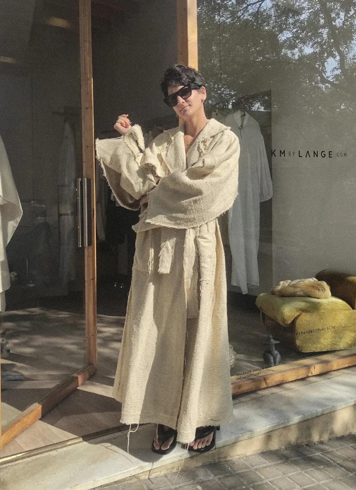 K M by L A N G E Kozhukh Deconstructed Wild Silk Oversize Coat - Image 12 of 13