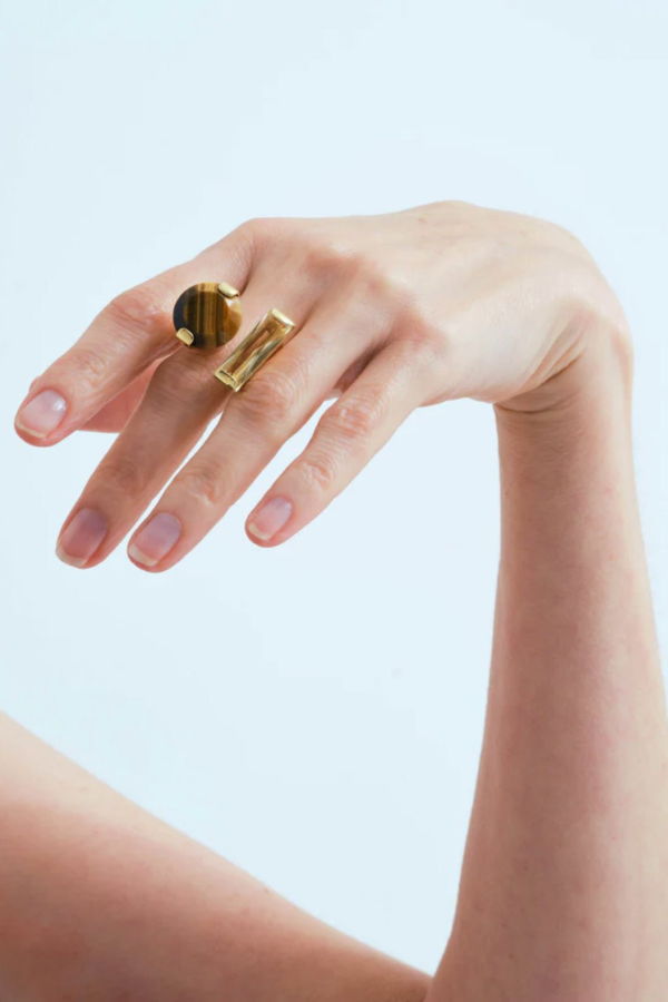 Wouters & Hendrix Statement Ring with Citrine and Tiger Eye