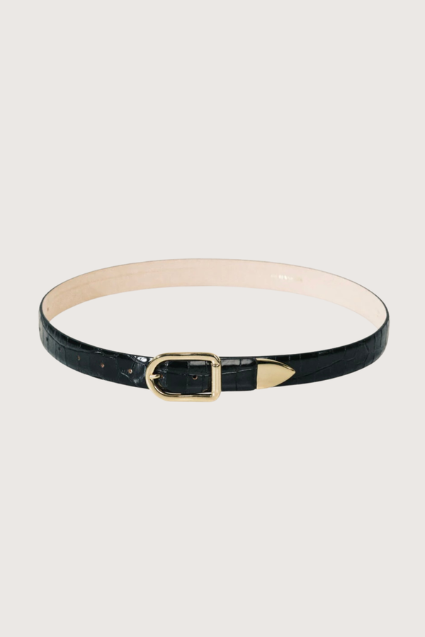 Dehanche Mija Croc Tip Belt - Black Croc