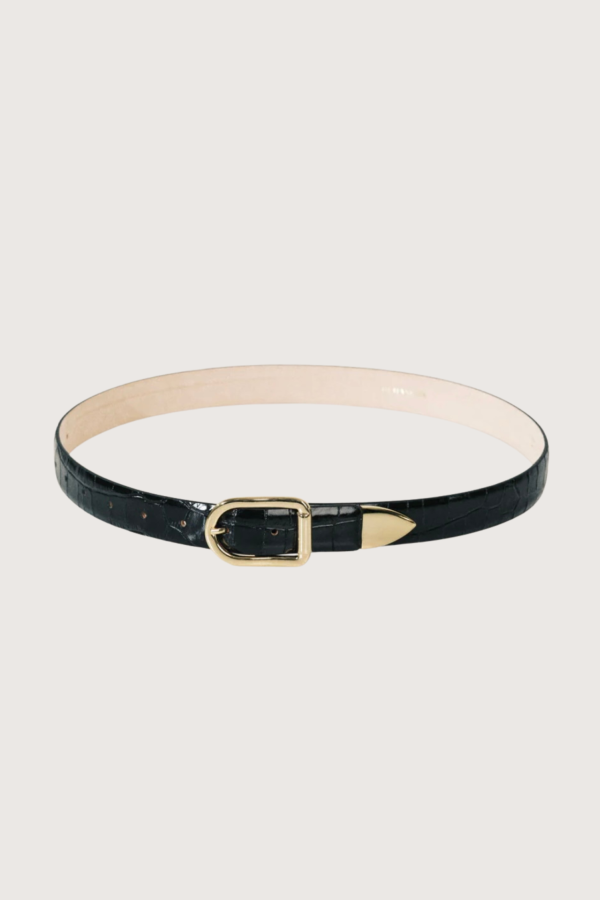 Dehanche Mija Croc Tip Belt - Black Croc