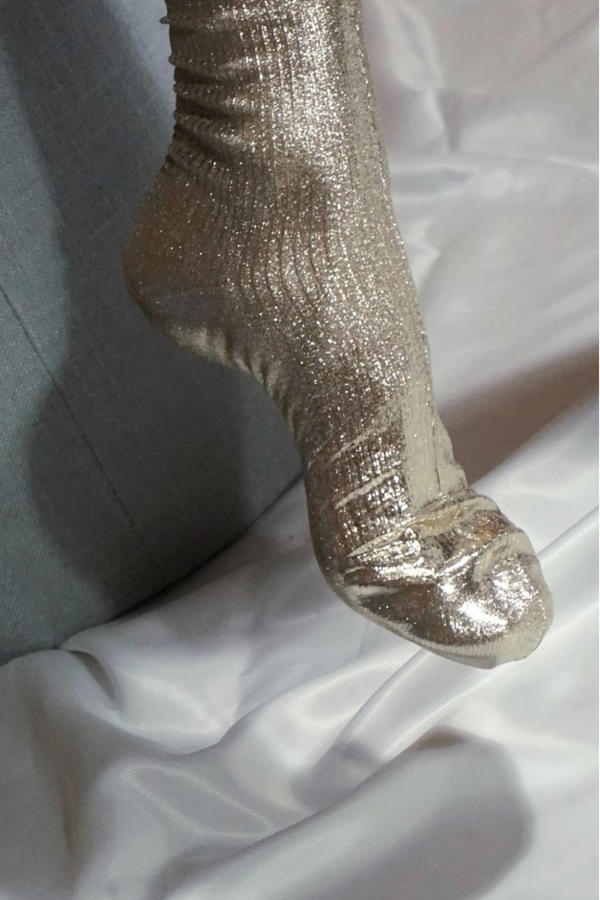 Maria La Rosa Ribbed Laminated Socks - Platino