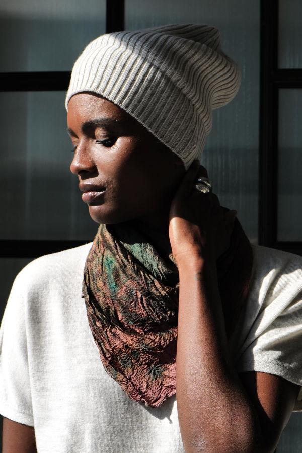 Yesaet Botanica Silk scarf - Copper botanical print/Forest botanical print/Sea glass botanical print