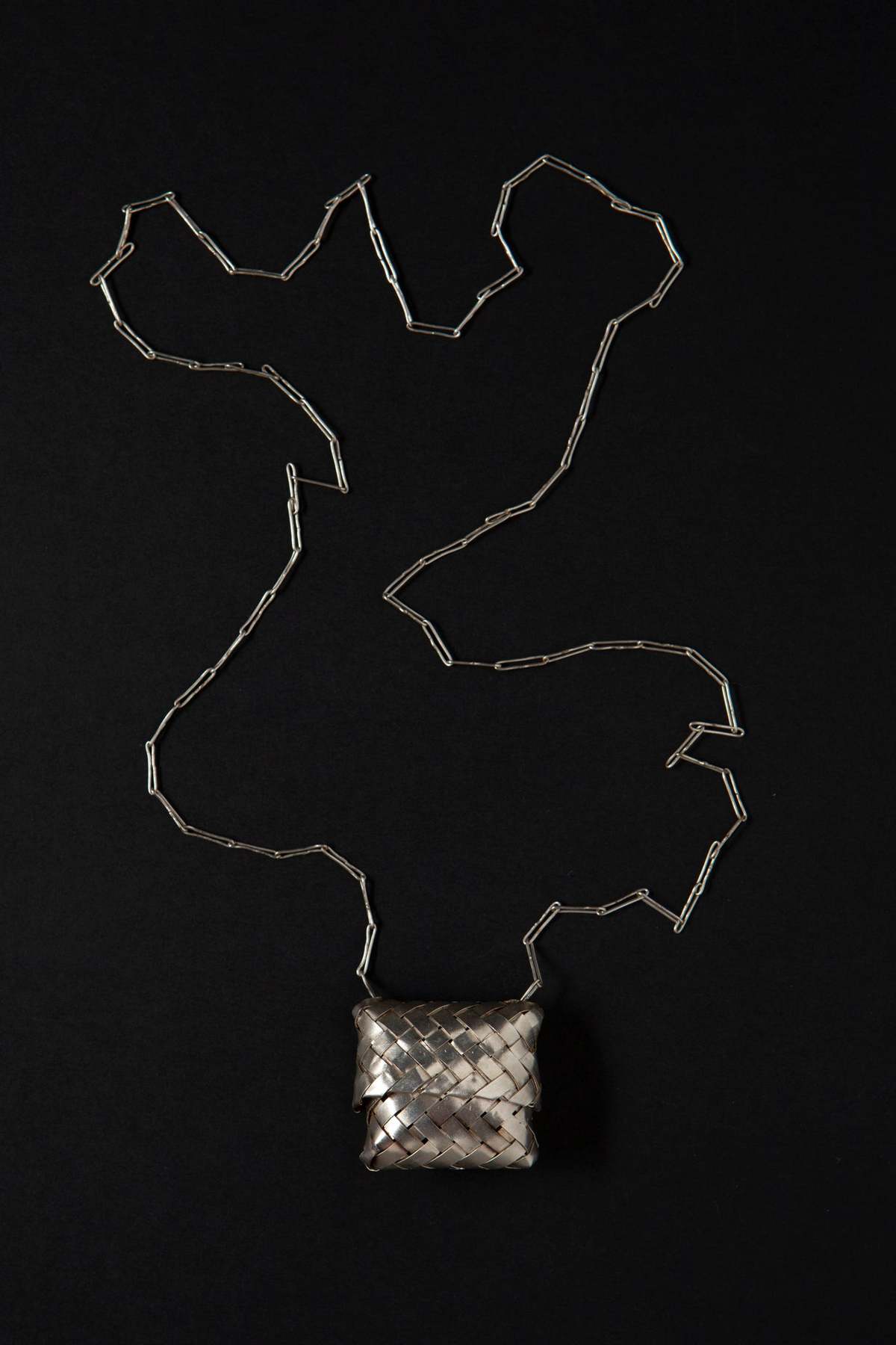 Taxco Woven Basket Necklace - Silver - Image 1 of 4