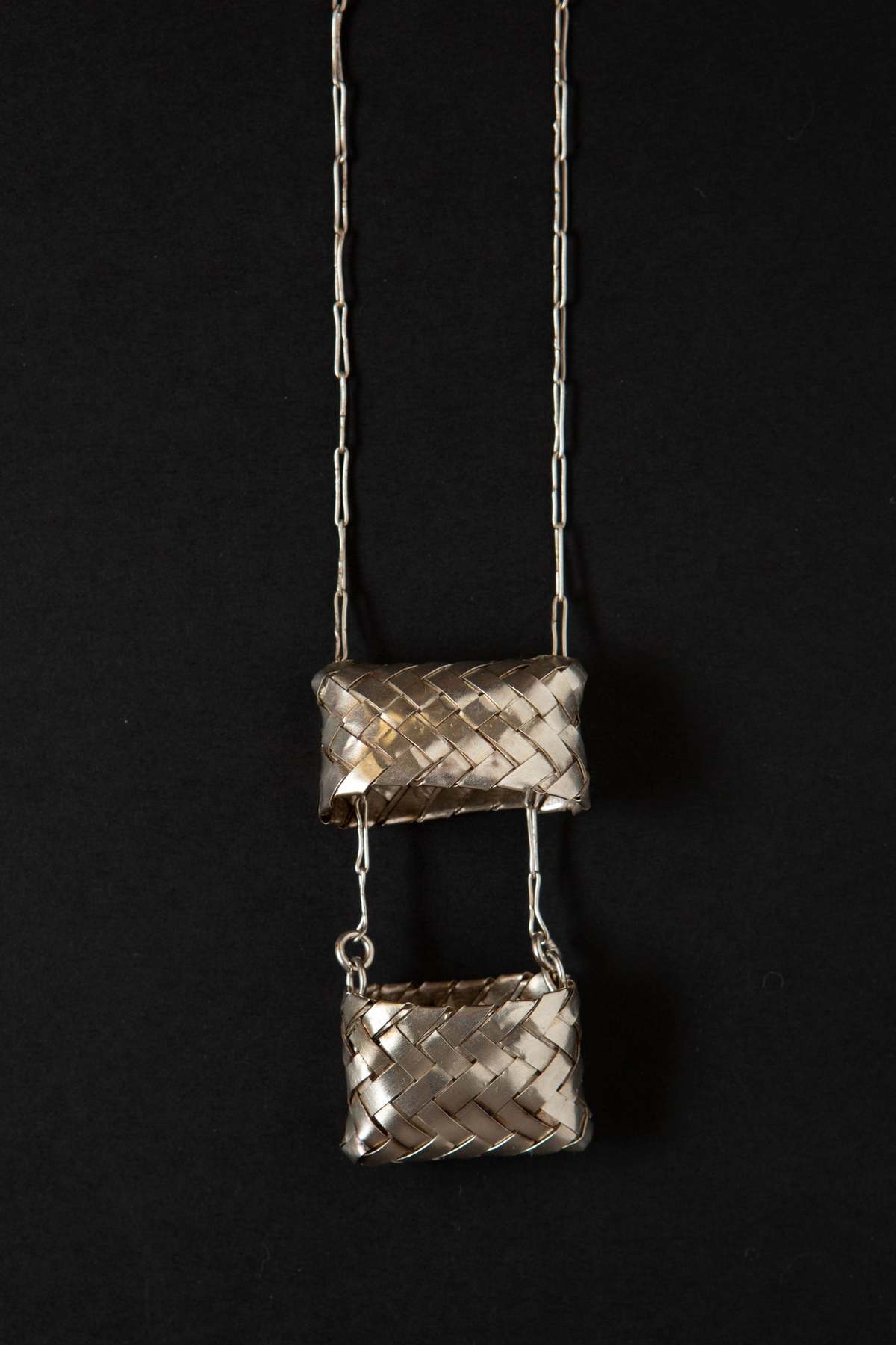 Taxco Woven Basket Necklace - Silver - Image 3 of 4