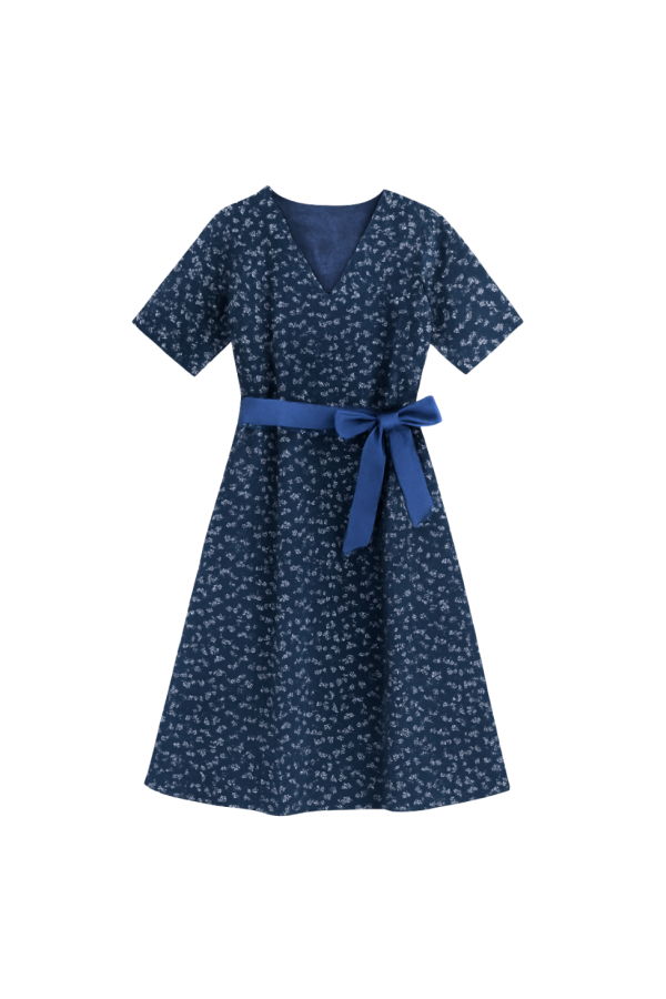 MARKARIAN Lutetia Floral Brocade Midi Dress - Blue Metallic Floral