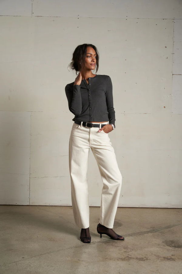 Perfect White Tee Maureen Luxe Rib Fitted Cardigan