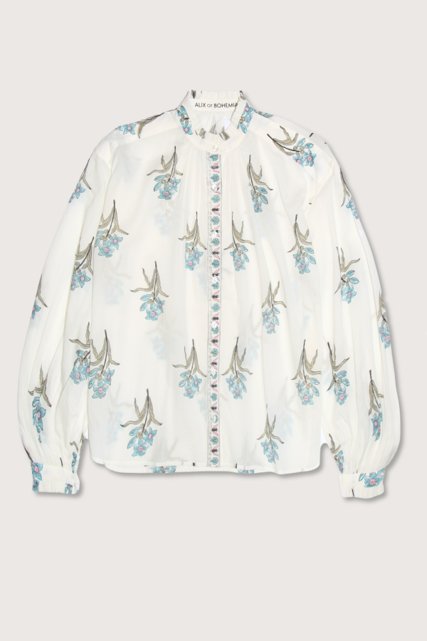 Alix Of Bohemia Poet Sky Mist Flower Blouse - Off White