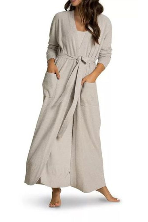 Barefoot Dreams Cozychic Lite Long Robe - Silver