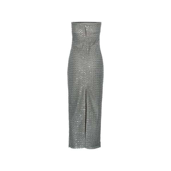 ROTATE Birger Christensen Beaded Maxi Tube Dress - Castor Gray | Garmentory ROTATE Birger Christensen Beaded Maxi Tube Dress - Castor Gray | Garmentory