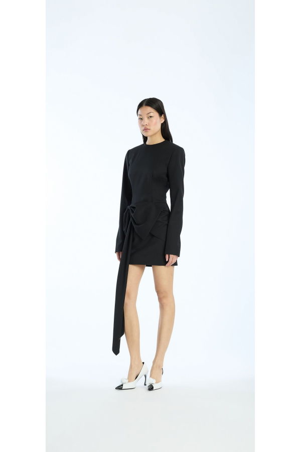 ROTATE Birger Christensen Beatrice Bow Mini Dress - Black