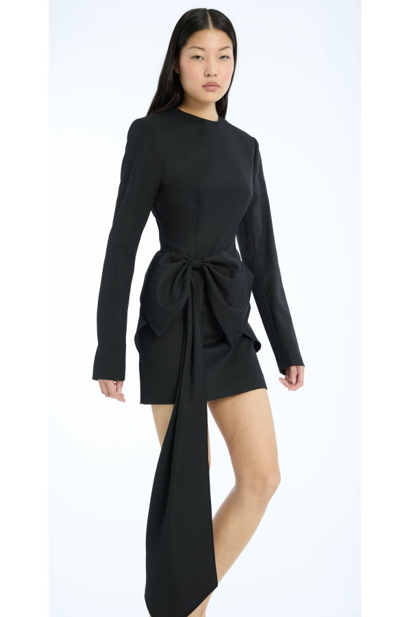 ROTATE Birger Christensen Beatrice Bow Mini Dress - Black