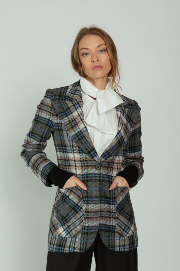 Smythe Rib Cuff Birken Blazer - Plaid