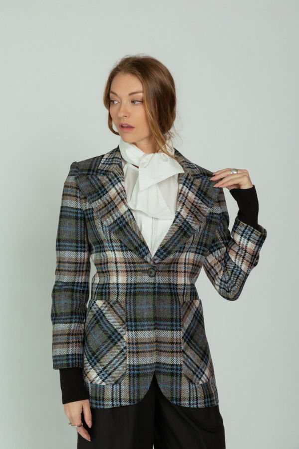 Smythe Rib Cuff Birken Blazer - Plaid