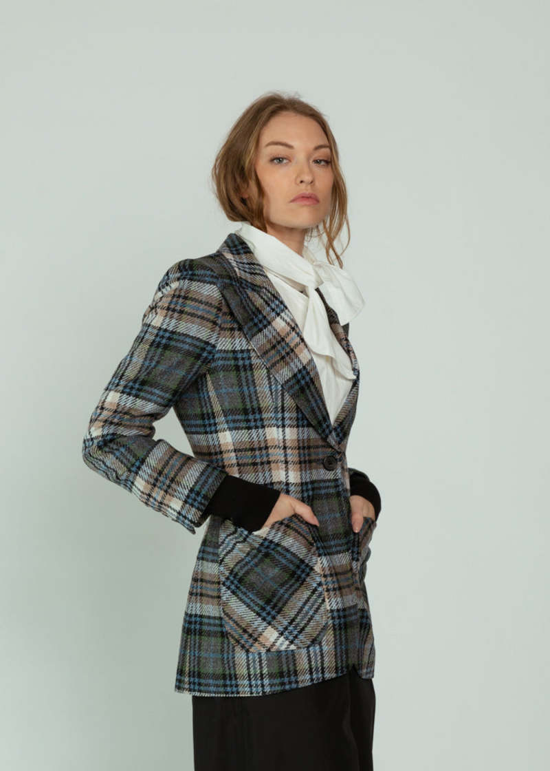 Smythe Rib Cuff Birken Blazer - Plaid