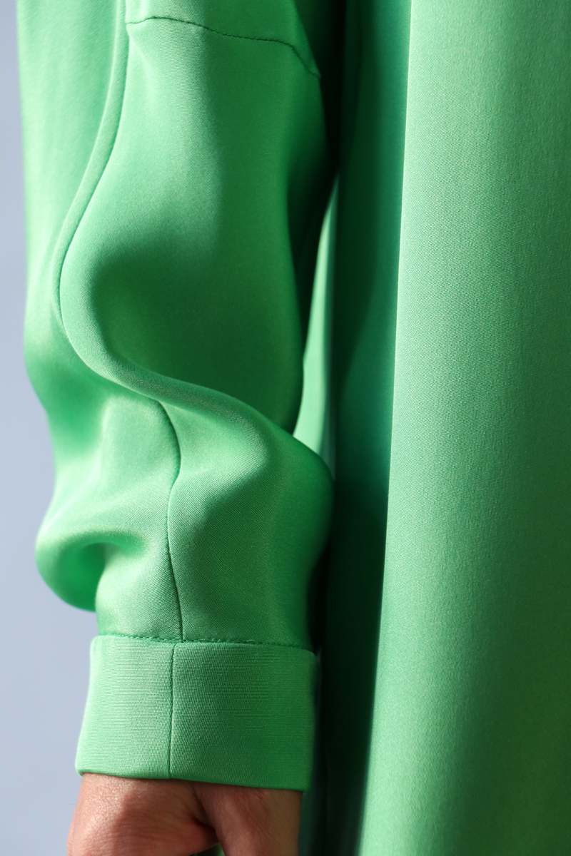 Tibi 4-Ply Silk Long Sleeve Cocoon Dress - Green
