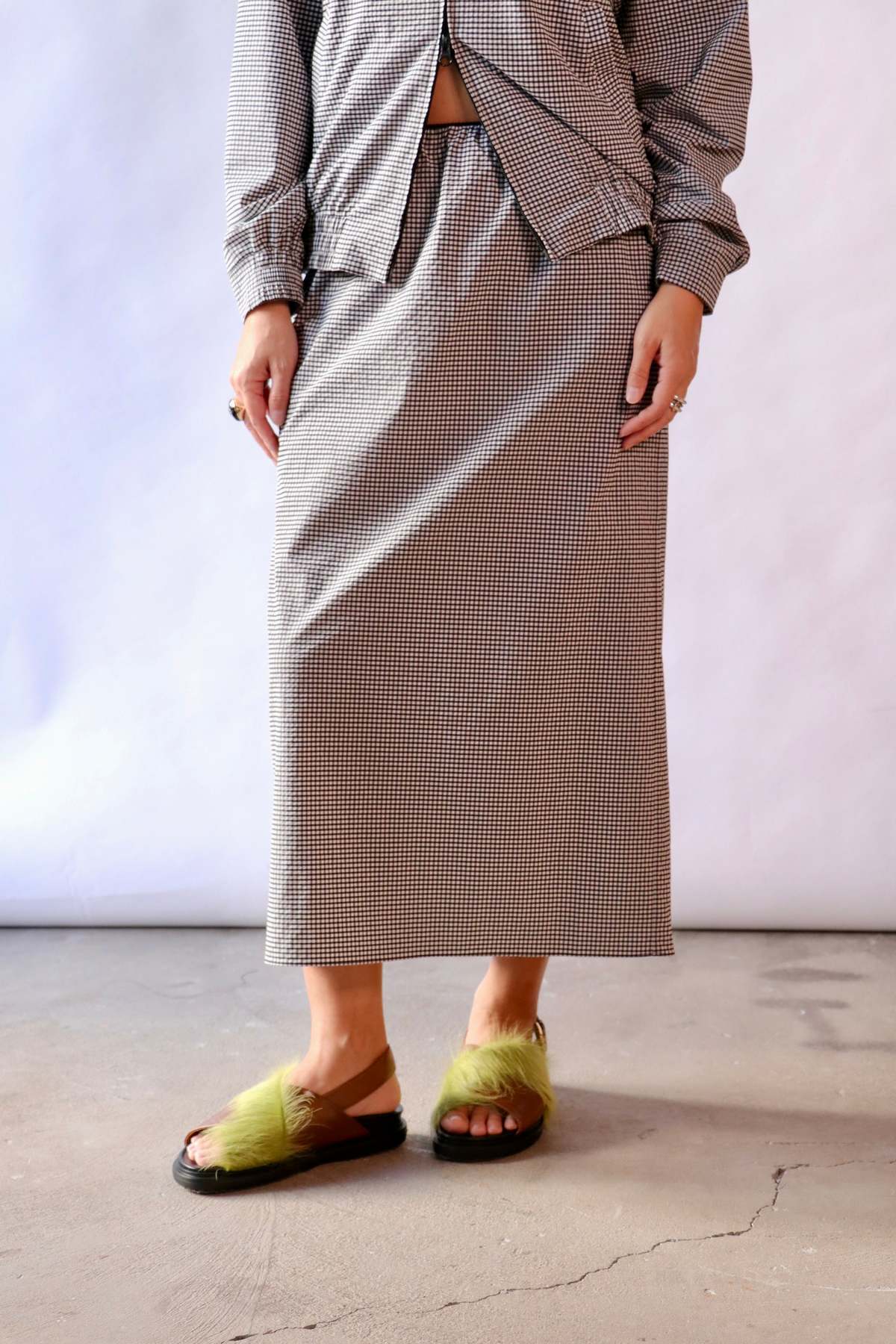 Tibi Tech Gingham Slip Skirt - Image 1 of 6