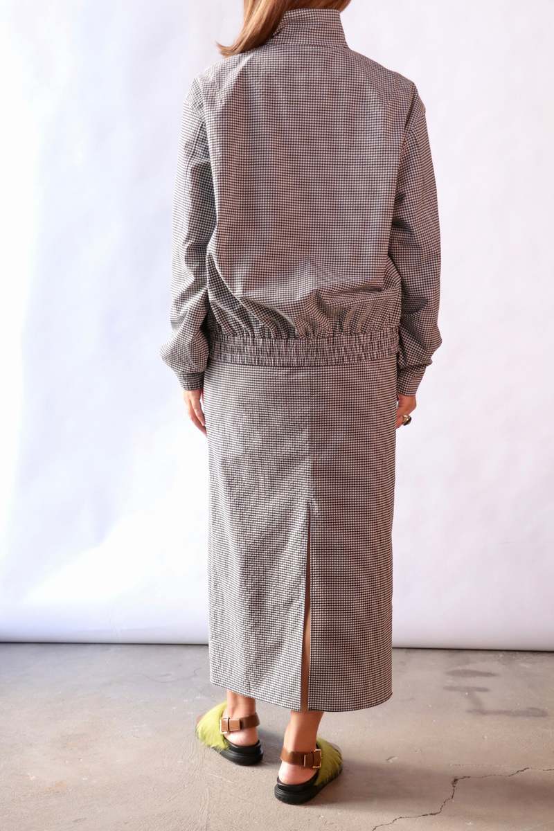 Tibi Tech Gingham Slip Skirt
