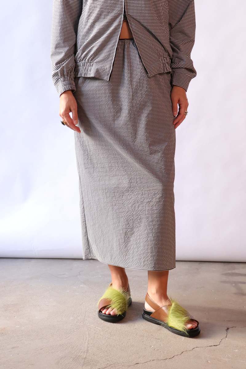 Tibi Tech Gingham Slip Skirt